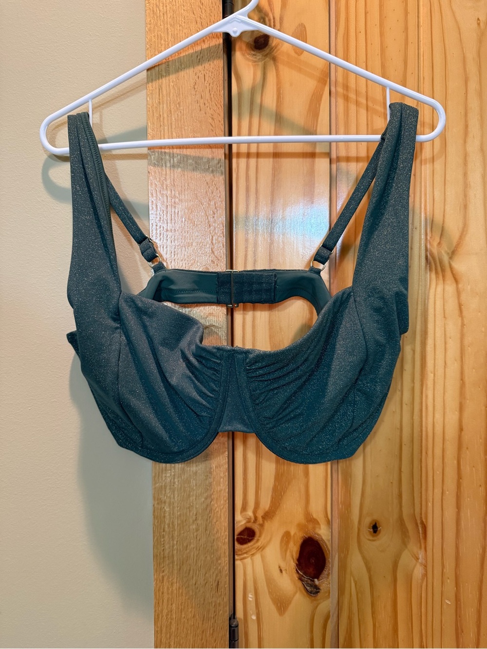 Abercrombie & Fitch Shimmery Dark Green Underwire Bikini Top Curve Love